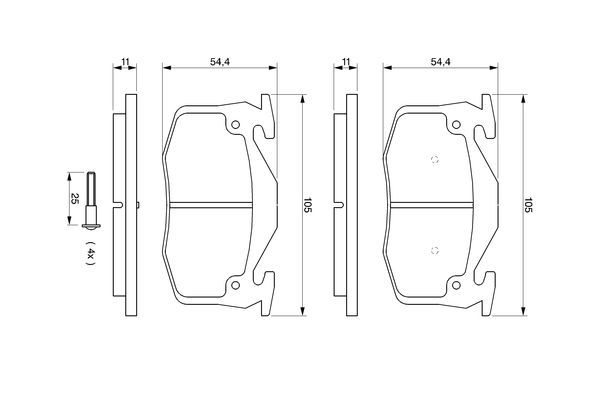 Комплект гальмівних накладок, дискове гальмо, Bosch 0986461149