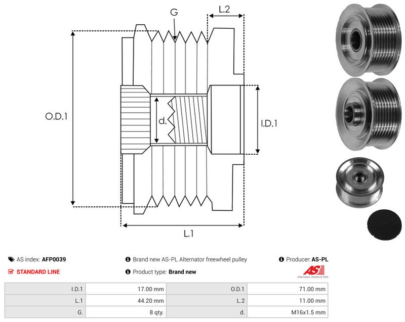 AS-PL AFP0039 Alternator Freewheel Clutch