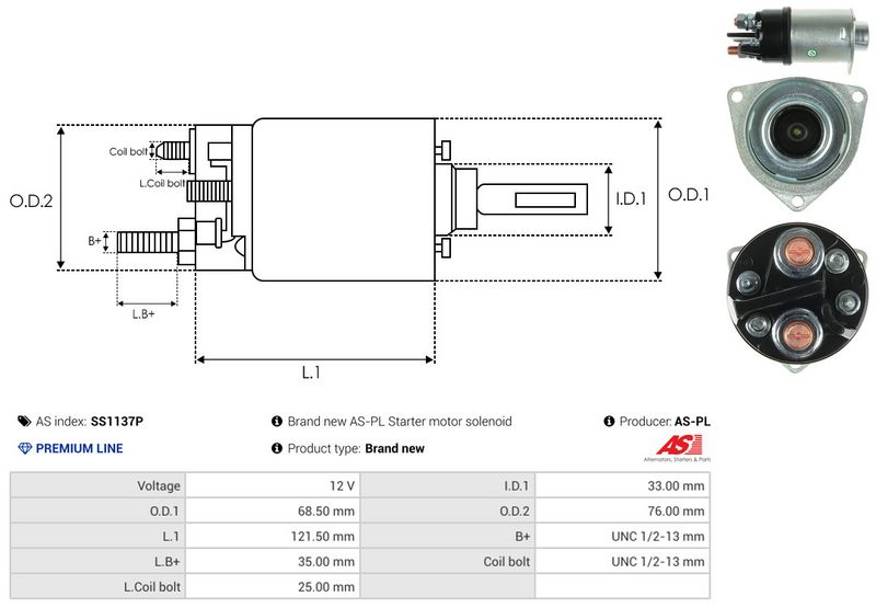 AS-PL SS1137P Solenoid Switch, starter