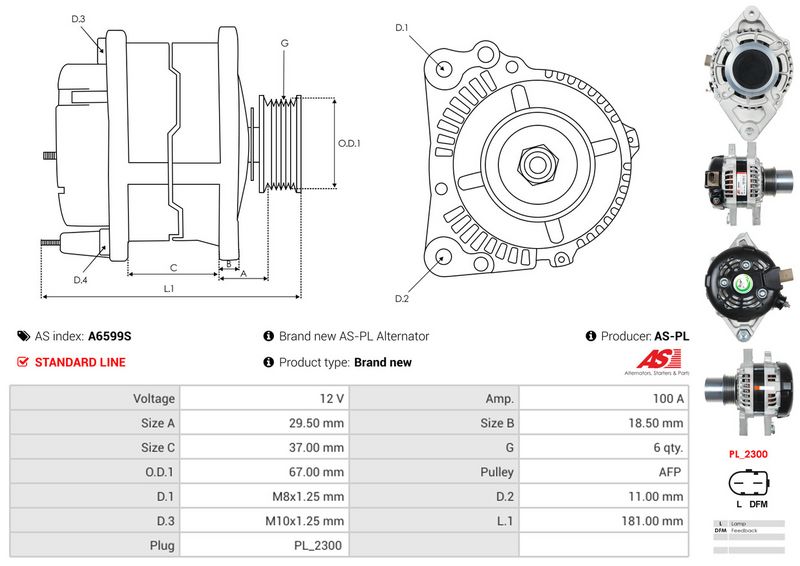 AS-PL A6599S Alternator