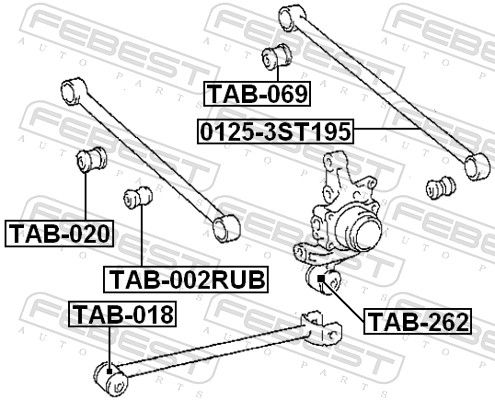 FEBEST TAB-002RUB Mounting, control/trailing arm