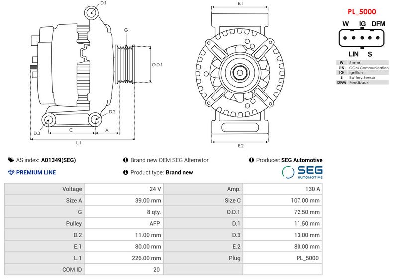 Brand new OEM SEG Alternator