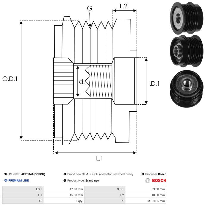 AS-PL AFP0041(BOSCH) Alternator Freewheel Clutch