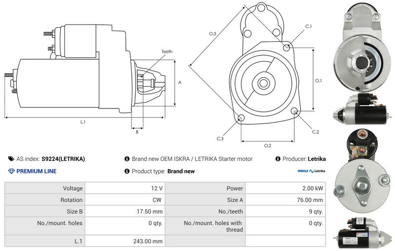 AS-PL S9224(LETRIKA) Starter