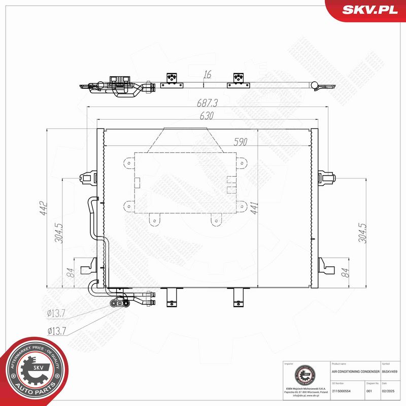 ESEN SKV 86SKV459 Condenser, air conditioning