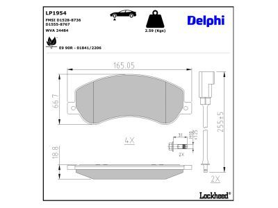 DELPHI LP1954 Brake Pad Set, disc brake