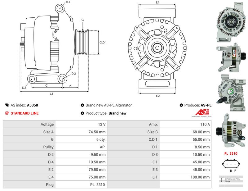 AS-PL A5358 Alternator