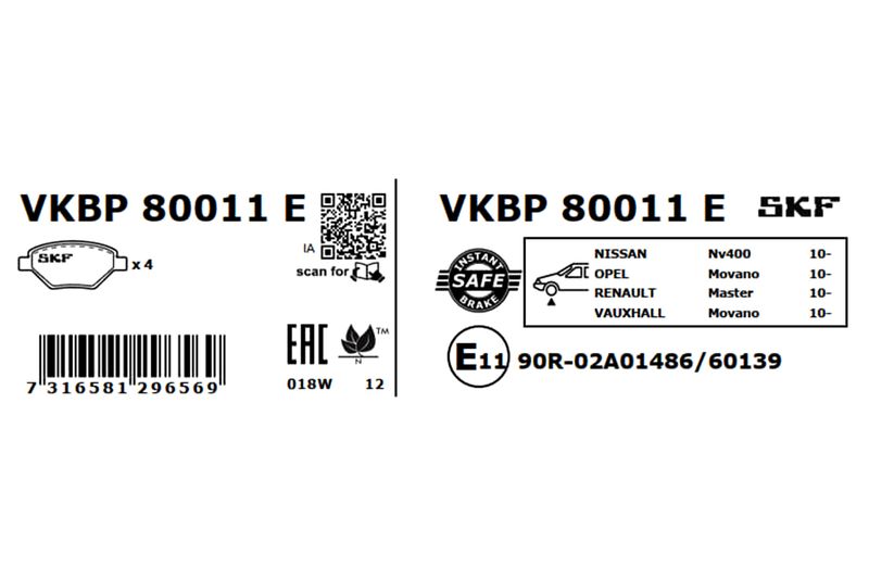 SKF VKBP 80011 E Brake Pad Set, disc brake