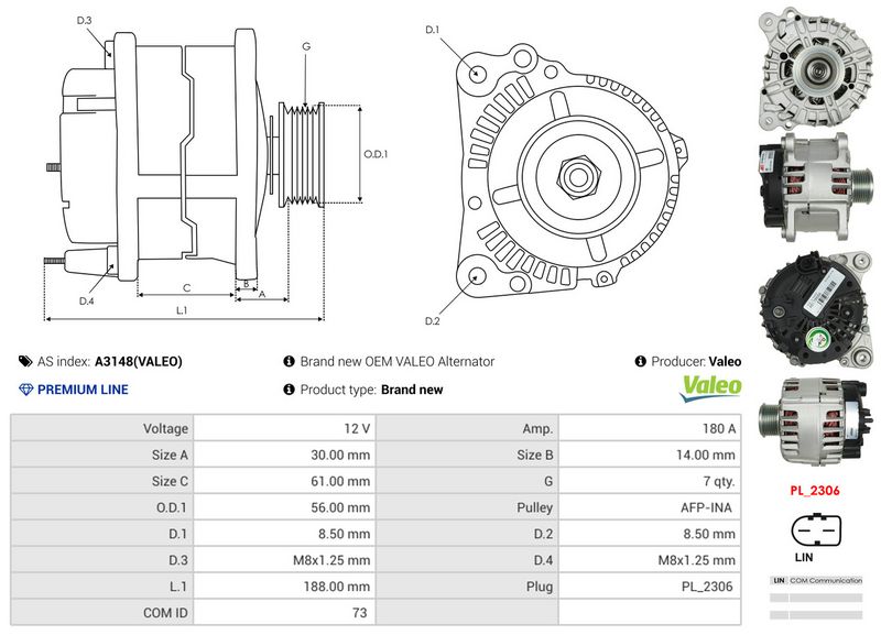 AS-PL A3148(VALEO) Alternator