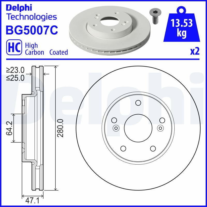 Гальмівний диск, Delphi BG5007C