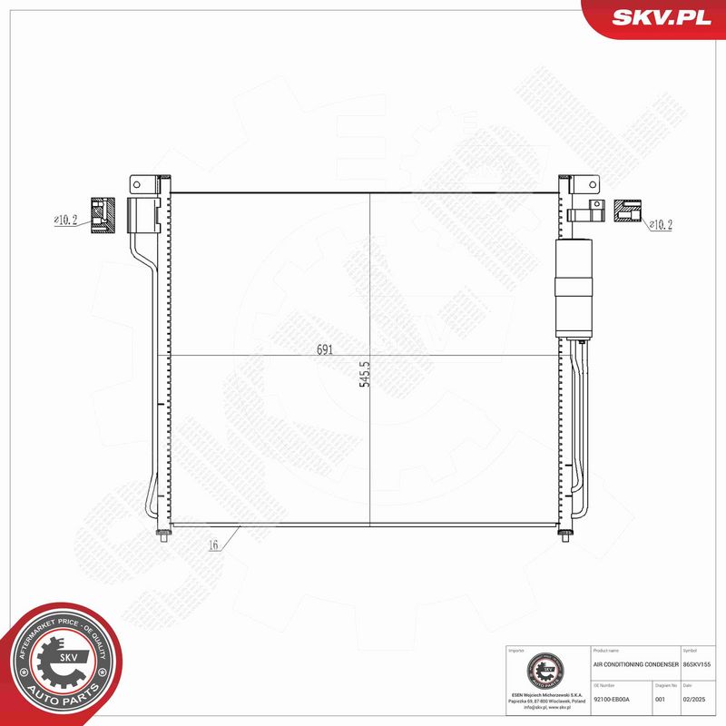 ESEN SKV 86SKV155 - Condenser, air conditioning