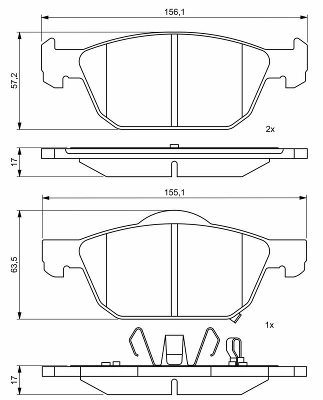Piduriklotsi komplekt, ketaspidur, BOSCH 0 986 494 785
