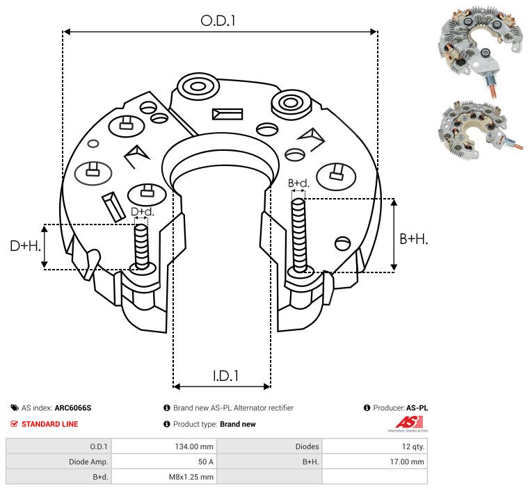 AS-PL ARC6066S Rectifier, alternator
