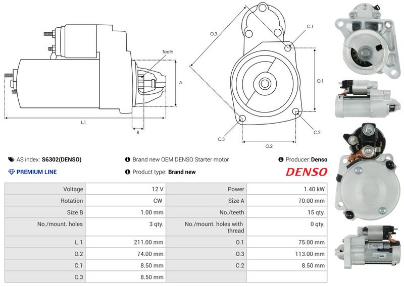 AS-PL S6302(DENSO) Starter