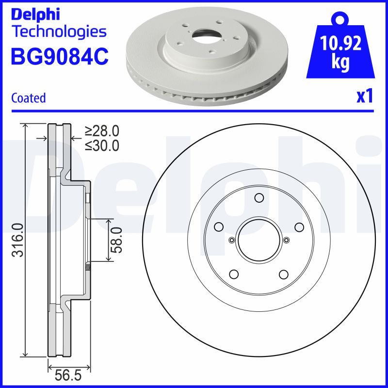 DELPHI SUBARU диск гальмівний передній Tribeca 3.0/3.6 05-