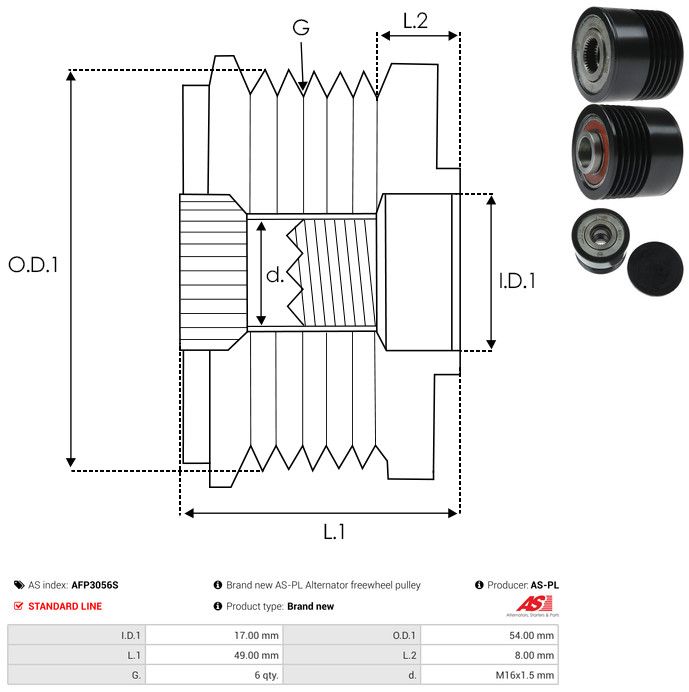 AS-PL AFP3056S Alternator Freewheel Clutch
