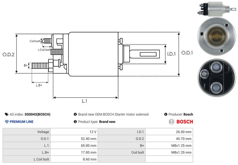 AS-PL SS0043(BOSCH) Solenoid Switch, starter