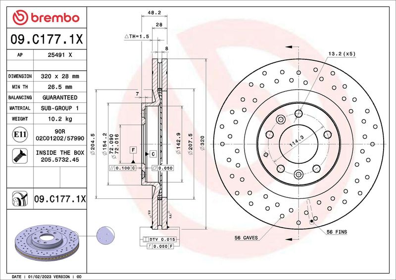 BREMBO Remschijf 09.C177.1X