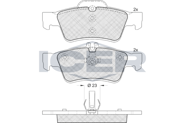 Комплект гальмівних накладок, дискове гальмо, Icer 181576-396