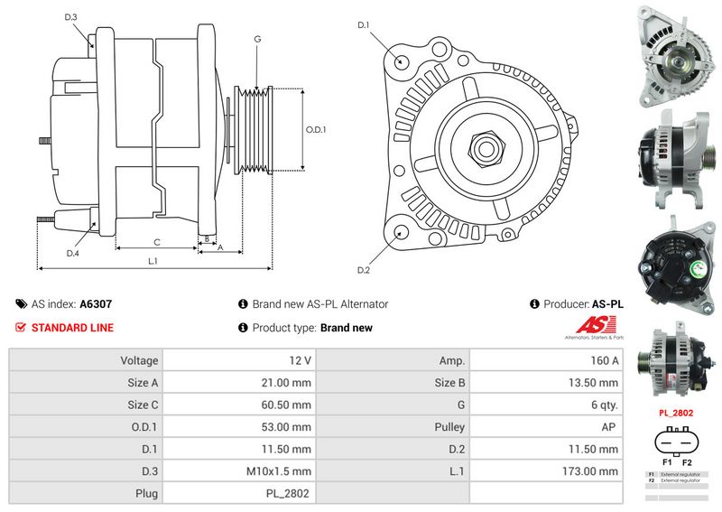 AS-PL A6307 Alternator