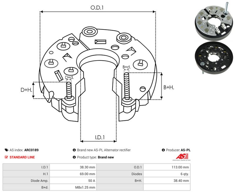AS-PL ARC0189 Rectifier, alternator