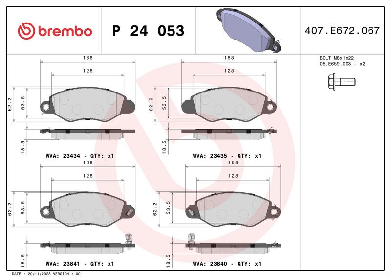 BREMBO P24053 Brake Pad Set, disc brake