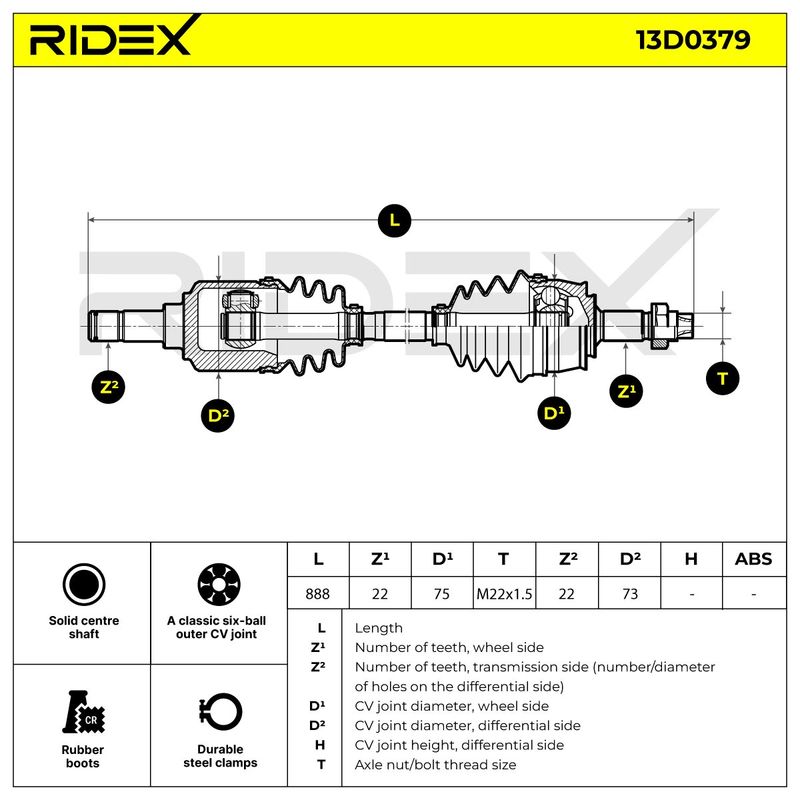 полуоска RIDEX
