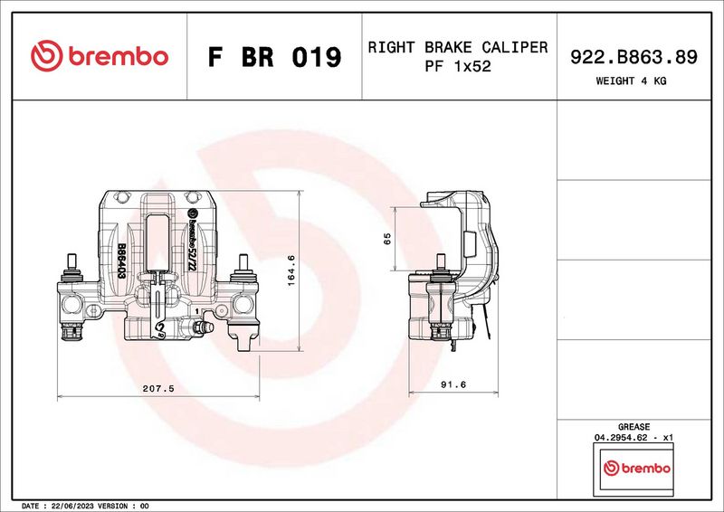 BREMBO FBR019 Brake Caliper