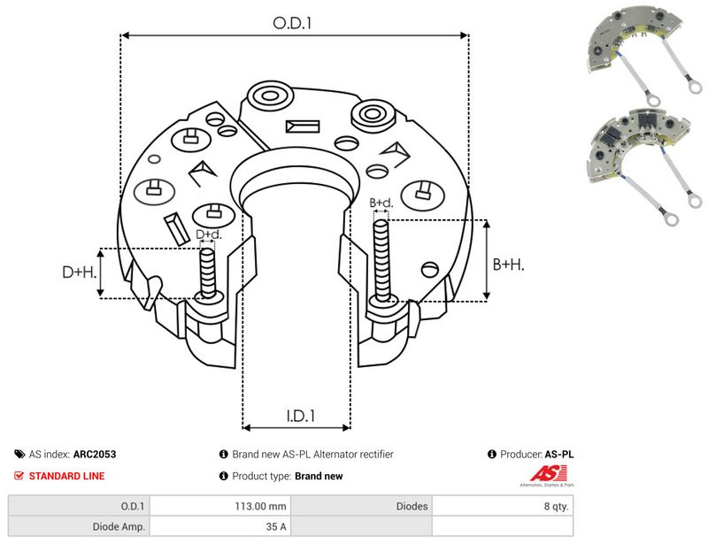 AS-PL ARC2053 Rectifier, alternator
