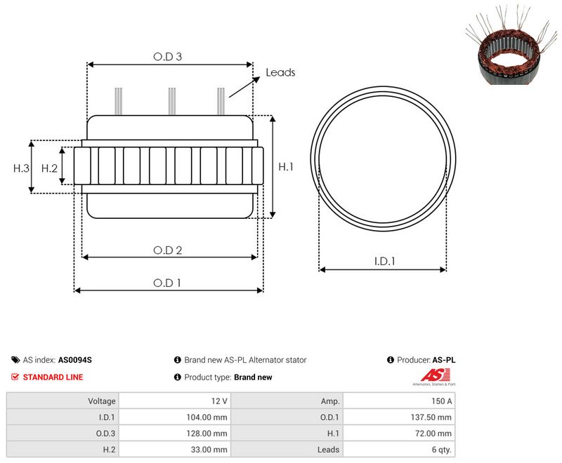 Staator, generaator, AS-PL AS0094S