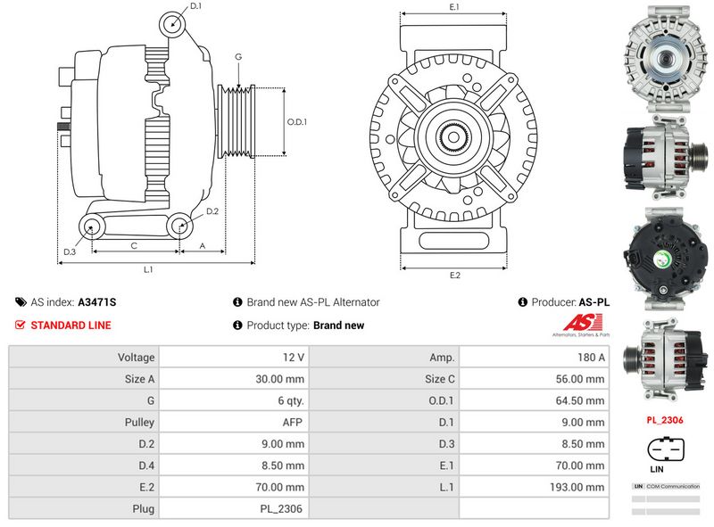AS-PL A3471S Alternator