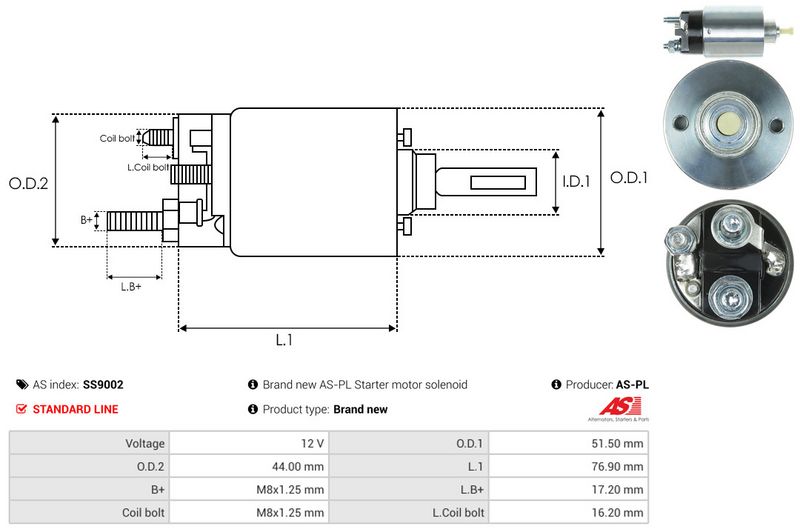 AS-PL SS9002 Solenoid Switch, starter