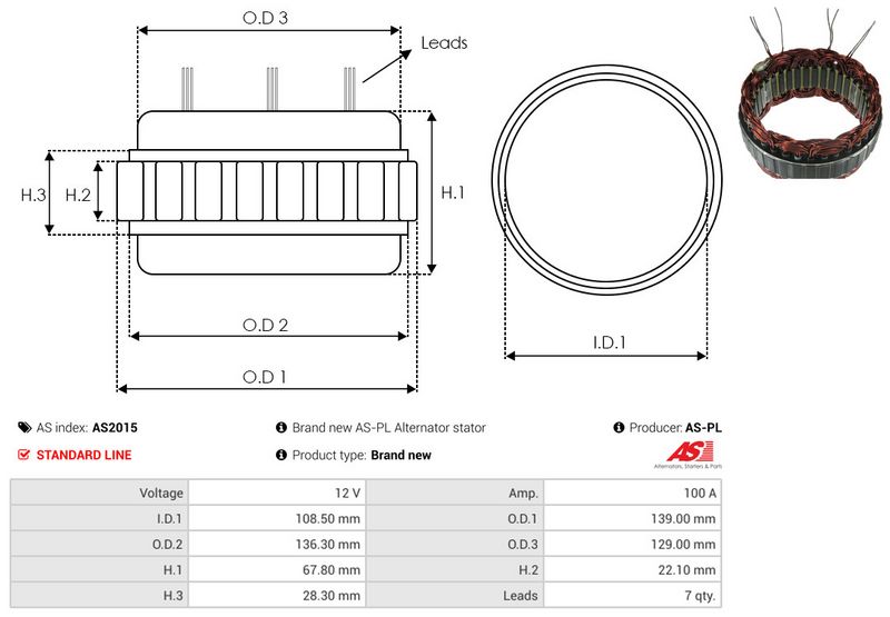 AS-PL AS2015 Stator, alternator