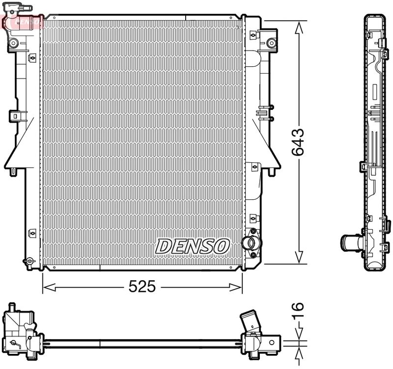 Радіатор, система охолодження двигуна, Denso DRM45054