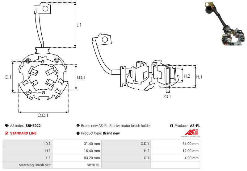 Kinnitus, süsinikuharjad, AS-PL SBH5022