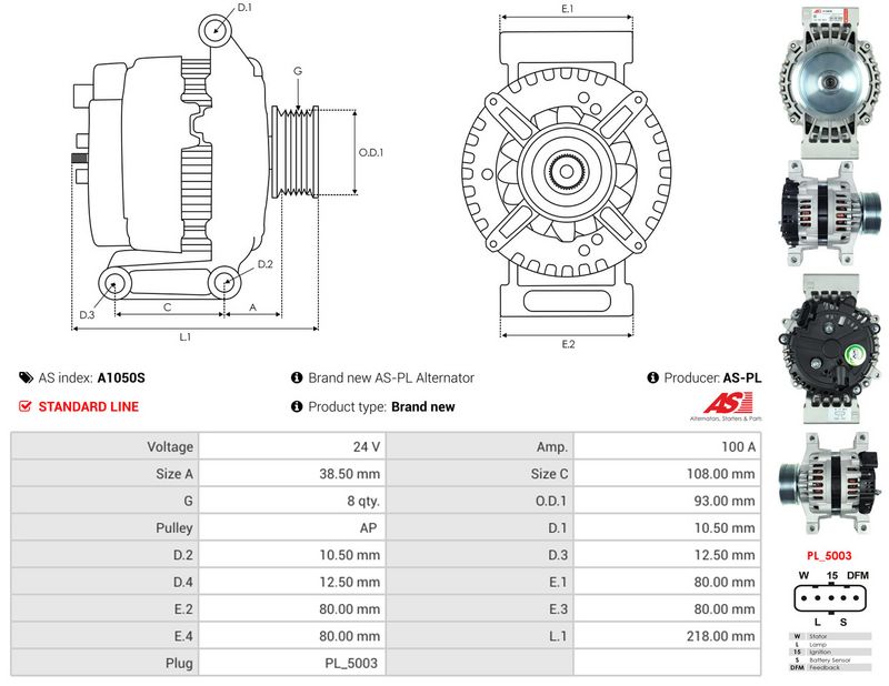 AS-PL A1050S Alternator