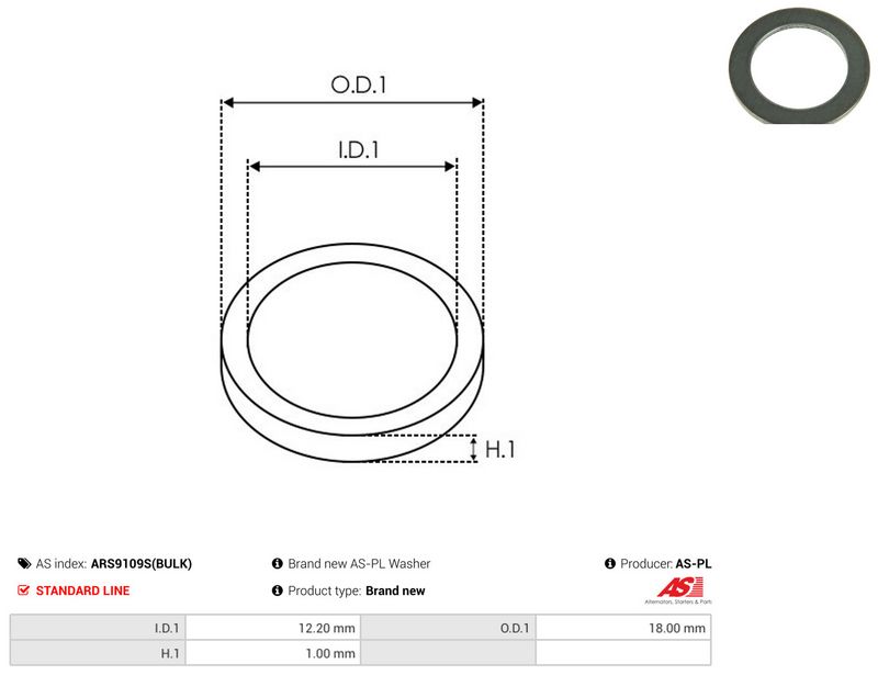 AS-PL ARS9109S(BULK) Repair Set, alternator