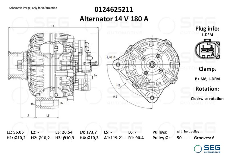 SEG Automotive 0124625211 Alternator