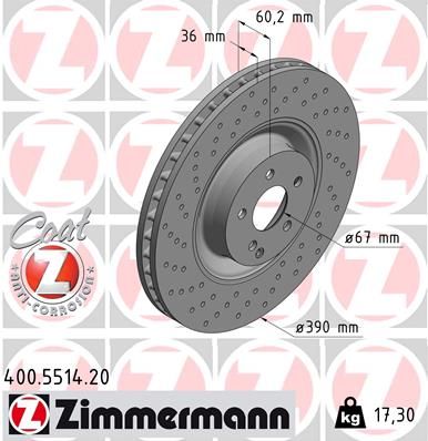 Гальмівний диск, Zimmermann 400.5514.20