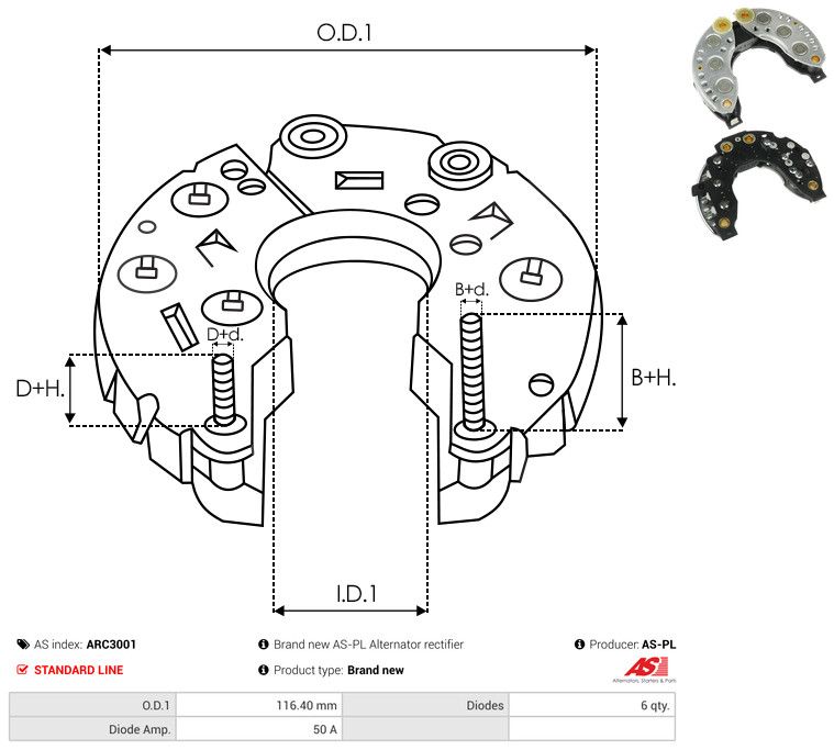 AS-PL ARC3001 Rectifier, alternator