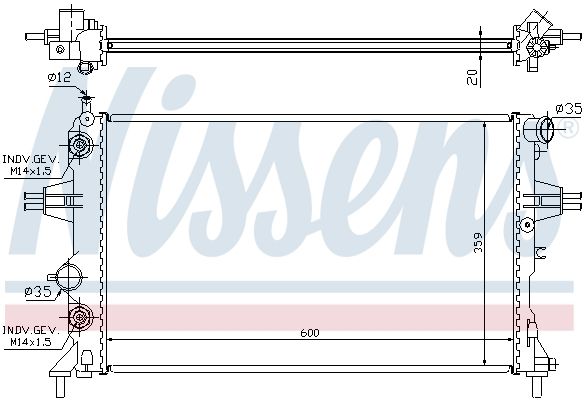 Радіатор охолодження OPEL ASTRA G (98-) 1.4-1.8i (вир-во Nissens)