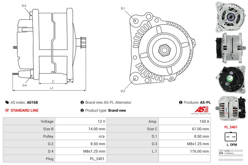 AS-PL A0168 Alternator