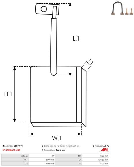 AS-PL JSX70-71 Carbon Brush, starter