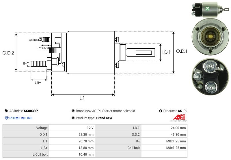 AS-PL SS0039P Solenoid Switch, starter