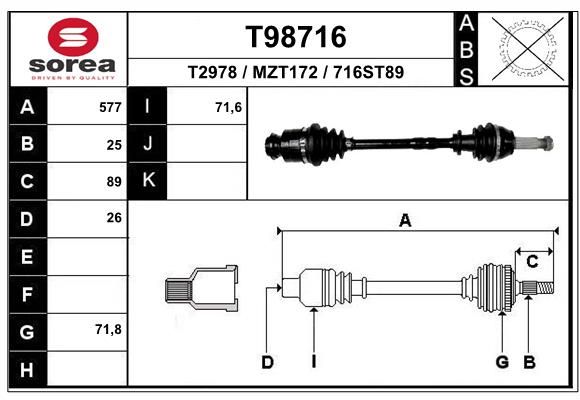 EAI hajtótengely T98716