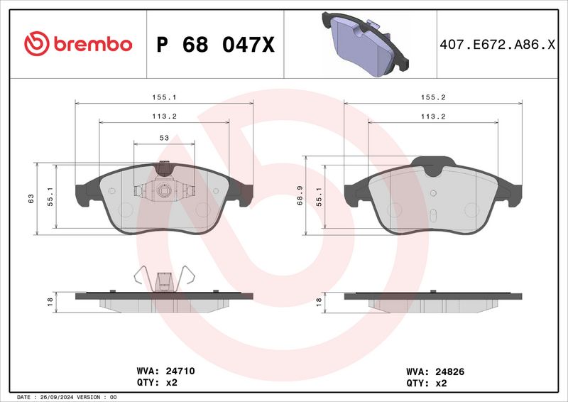 BREMBO P68047X Brake Pad Set, disc brake