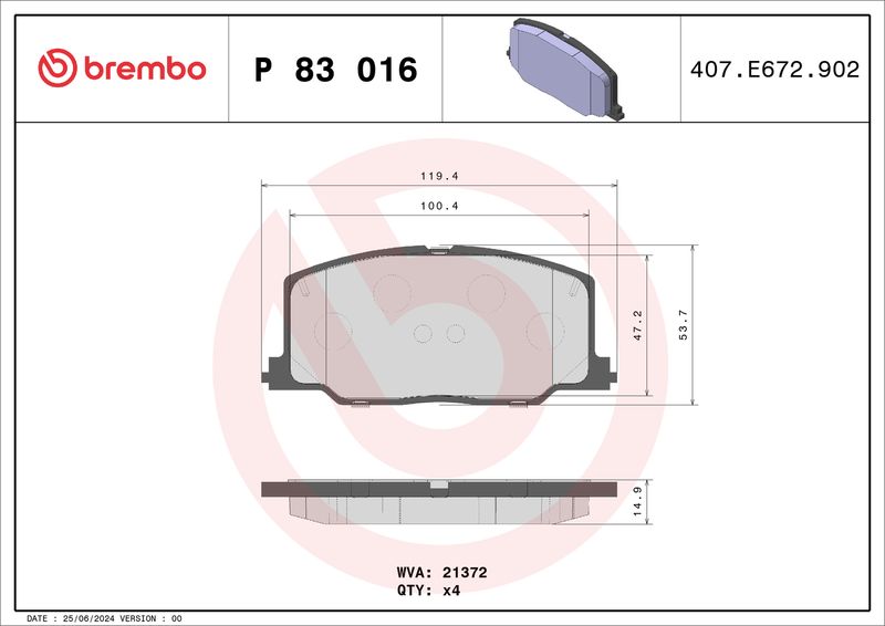 BREMBO Remblokkenset, schijfrem P 83 016