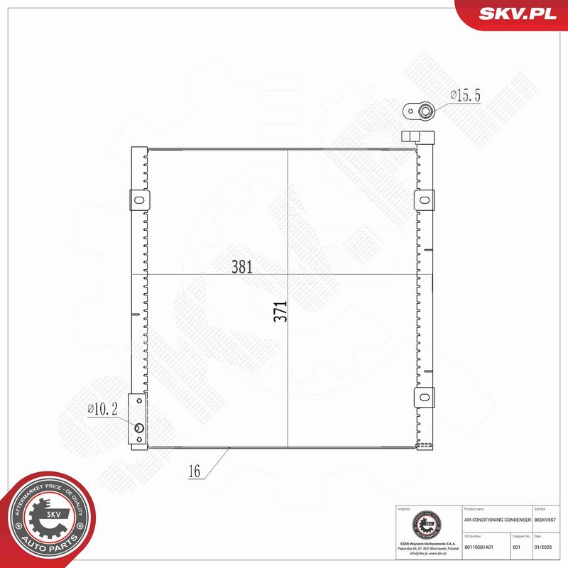 ESEN SKV 86SKV557 Condenser, air conditioning