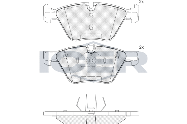 Комплект гальмівних накладок, дискове гальмо, Icer 181683203