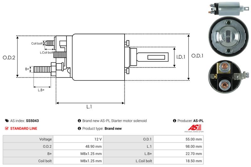 AS-PL SS5043 Solenoid Switch, starter